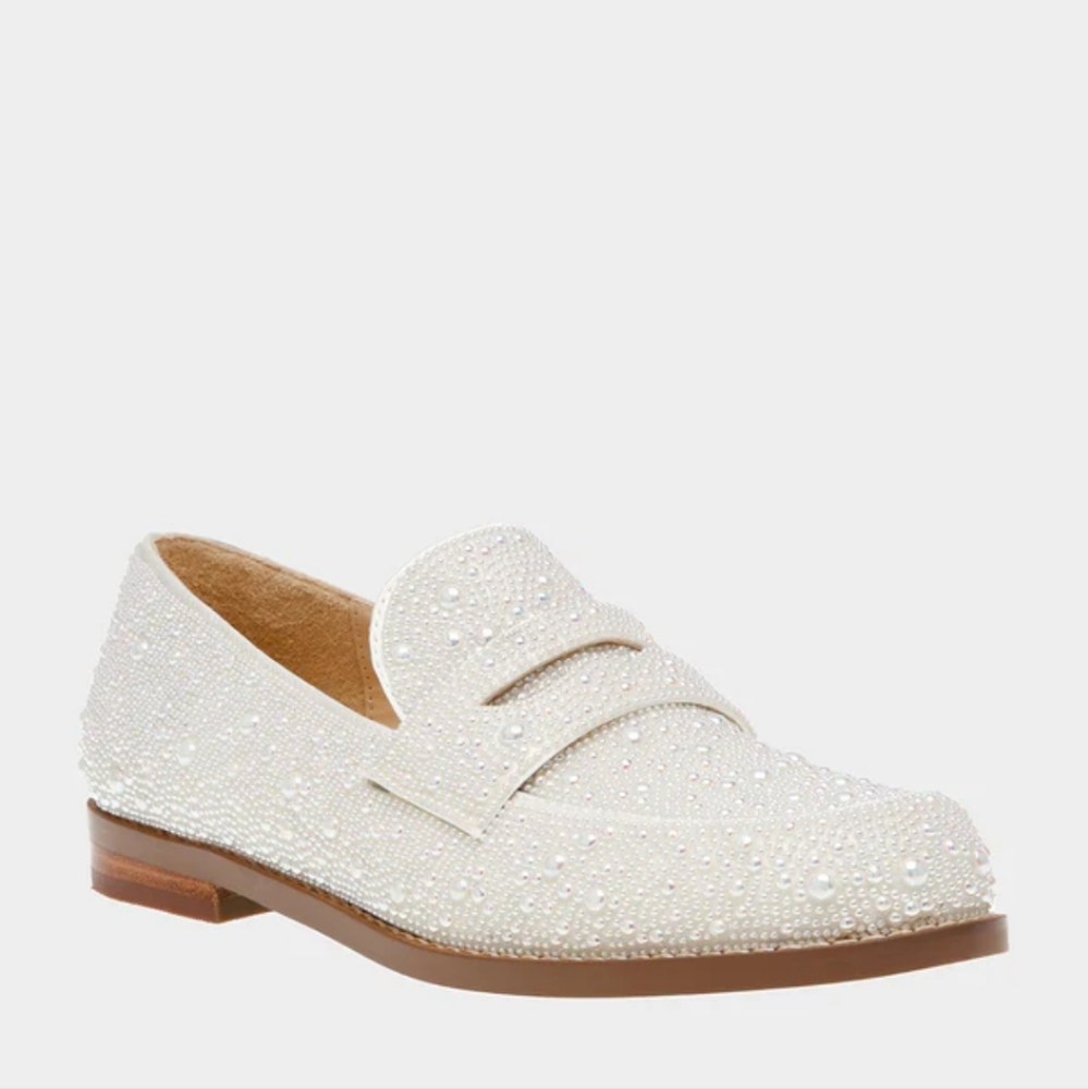 Blue by Betsey Johnson Aron Pearl Embellished Penny Loafers Sz 9